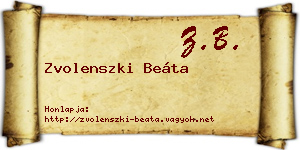 Zvolenszki Beáta névjegykártya